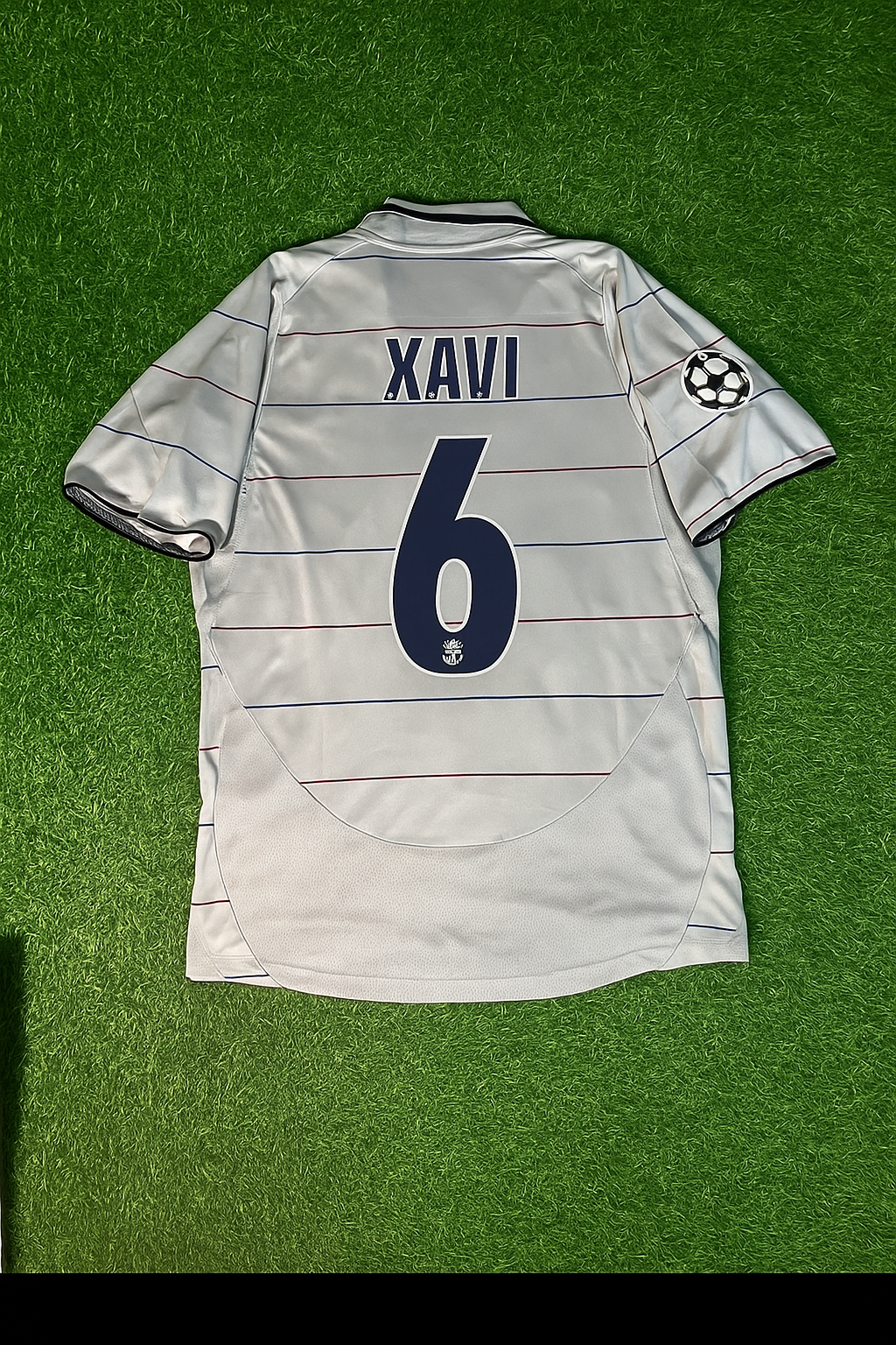2004/05 Xavi Hernandez 6 - Barcelona Blue Garnet Retro Football Jersey – Back View