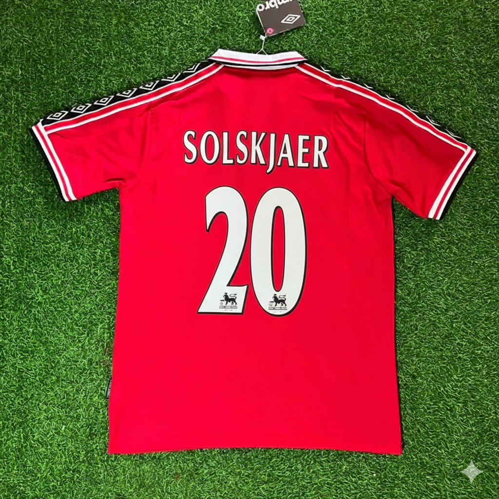 Ole Gunnar Solskjaer Manchester United 1999 Red Retro Jersey – Back View