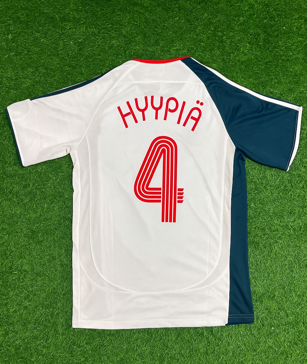 2006 Sami Hyppiä Liverpool 2007 White Retro Football Jersey – Back View