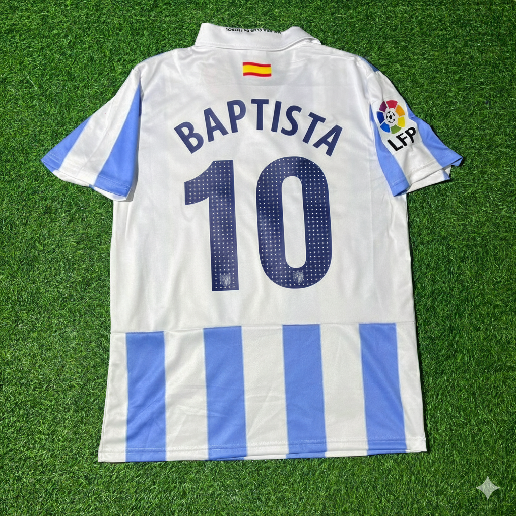 Julio Baptista Málaga CF 2012/13 Retro Home Football Jersey – Back View
