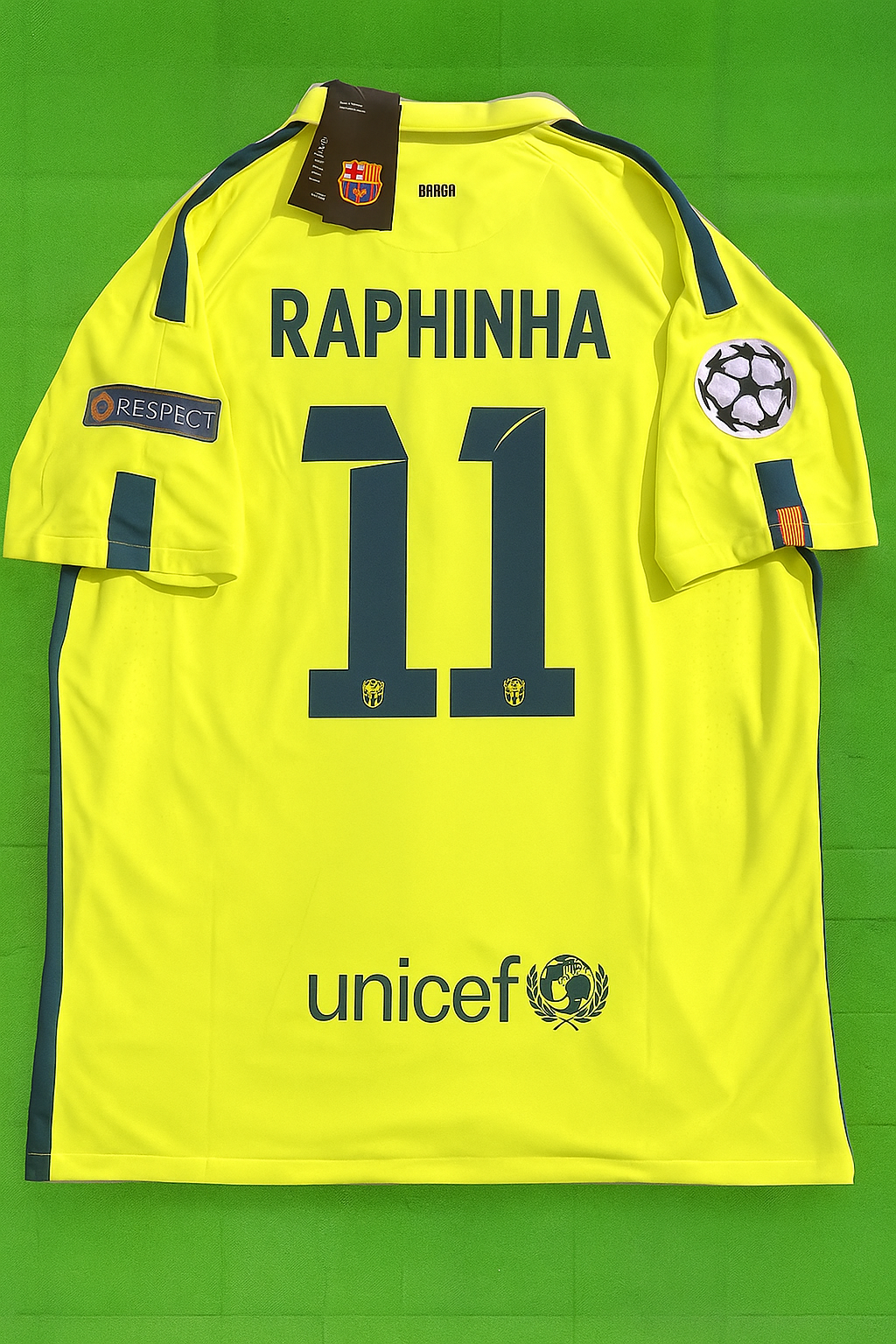 Raphinha 14/15 Retro Yellow Football Jersey – Back View