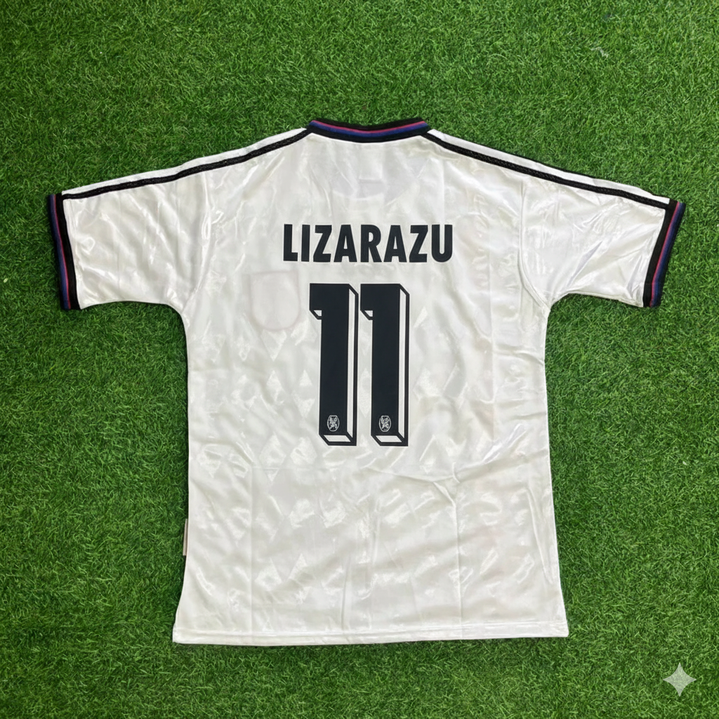 1997/98 Bixente Lizarazu Bayern Munich Away White Retro Football Jersey Collection – Back View