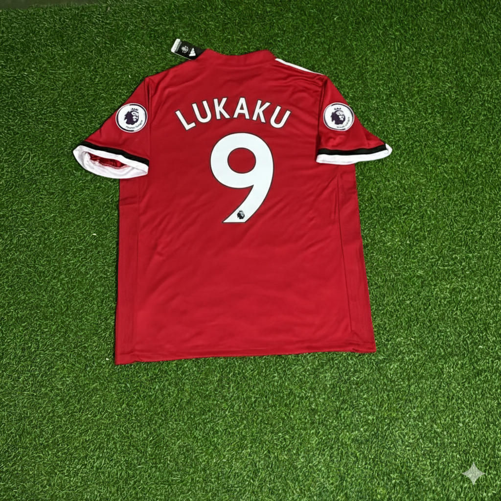 2017/18 Romelu Lukaku Manchester United Red Retro Football Jersey Collection – Back View