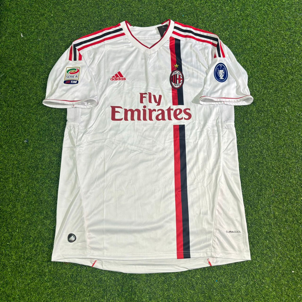 2011/12 Filippo Inzaghi #9 Milan White Away Retro Football Jersey – Front View