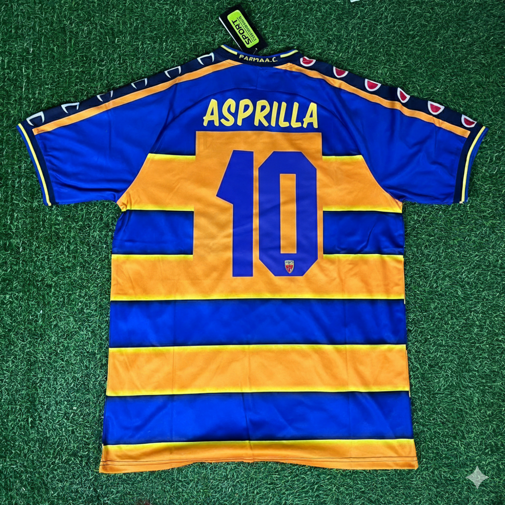 Faustino Asprilla Parma Calcio 98-99 Retro Football Jersey – Back View
