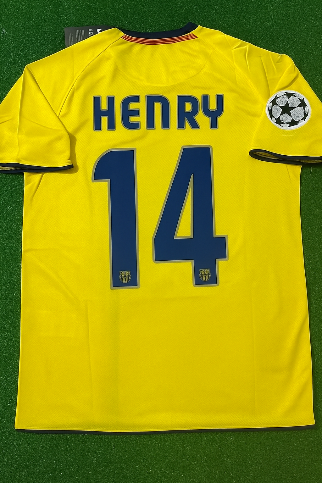 2008/09 Thierry Henry Barcelona Yellow Retro Football Jersey – Back View