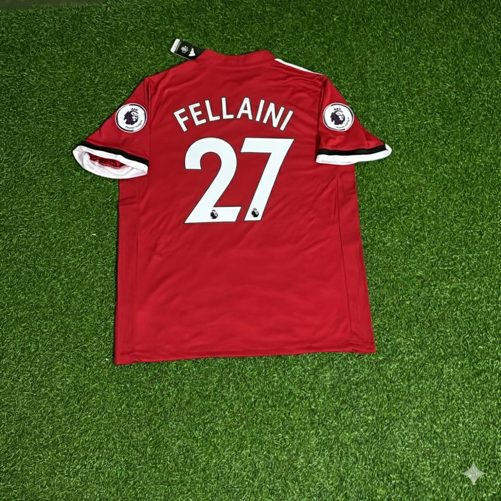 Marouane Fellaini Manchester United 2017/18 Red Retro Football Jersey – Back View