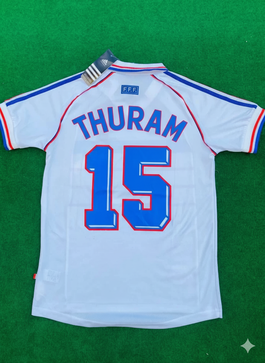 Lilian Thuram France 1998 World Cup Retro Jersey – Back View