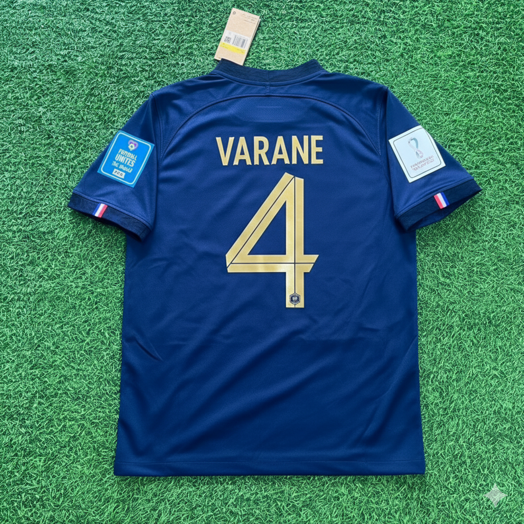Raphael Varane France 2022 World Cup Final Retro Jersey – Back View