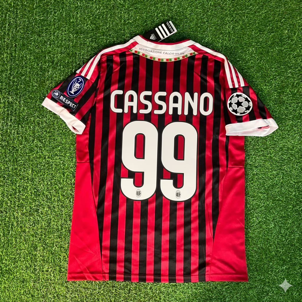 2011/12 Antonio Cassano 99 - AC Milan Home Retro Football Jersey – Back View