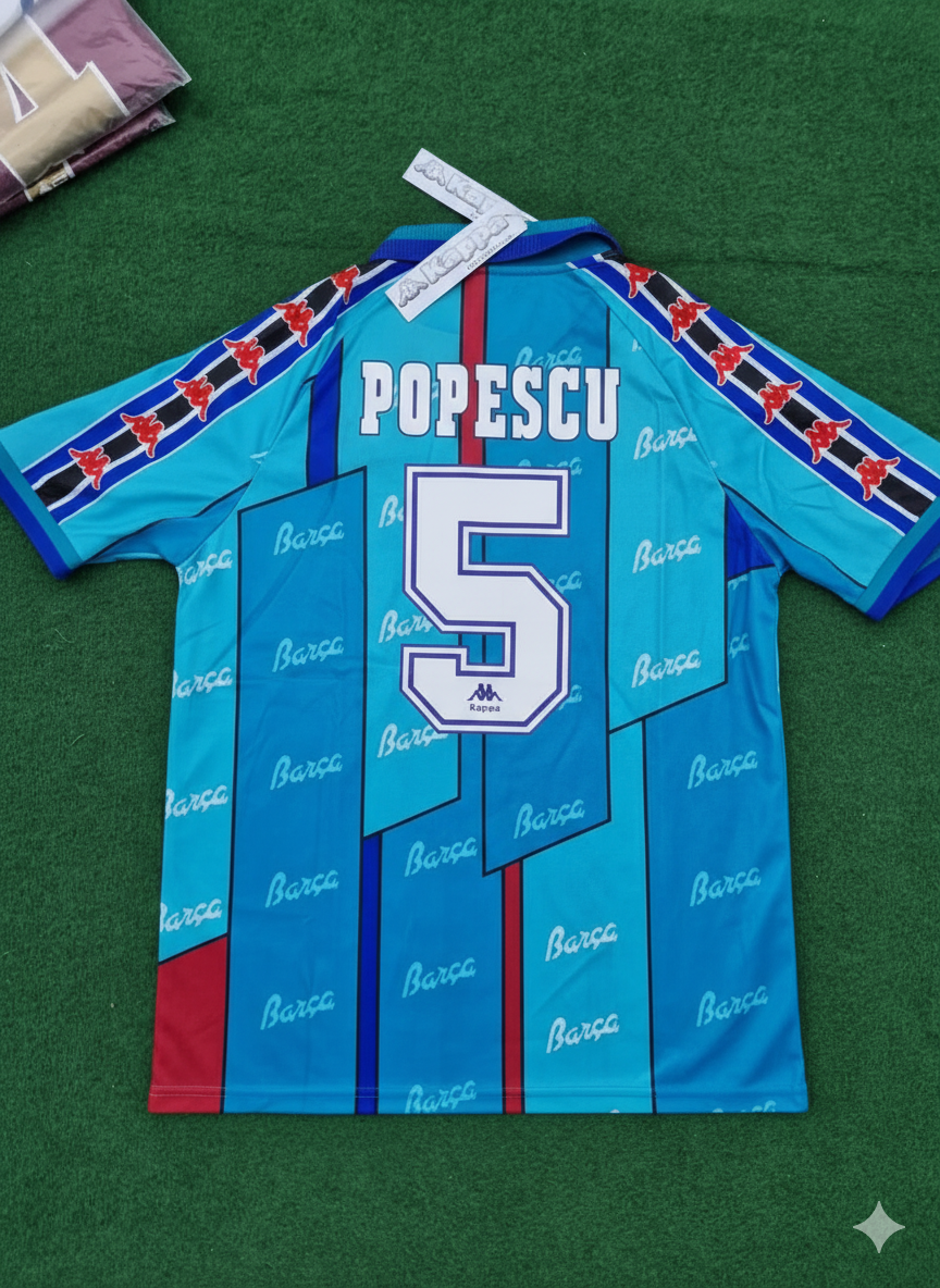 1996 Gheorghe Popescu Barcelona 1997 Retro Football Jersey – Back View