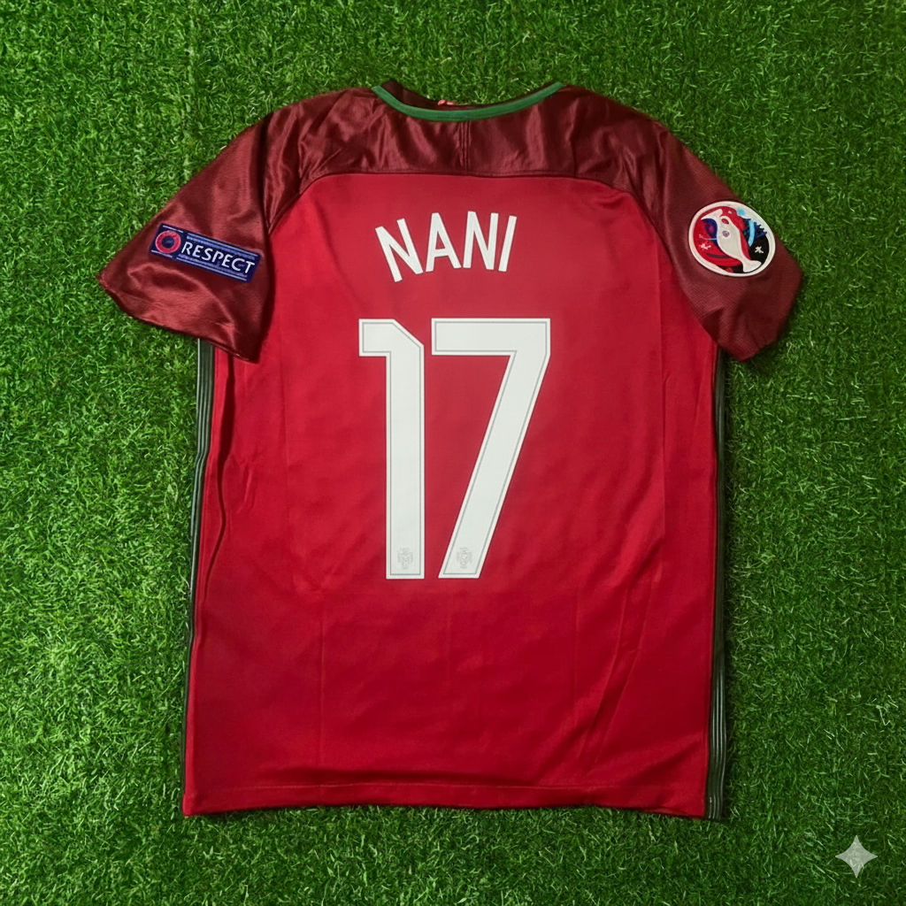 Luis Nani Portugal EURO 2016 Final Retro Jersey – Back View