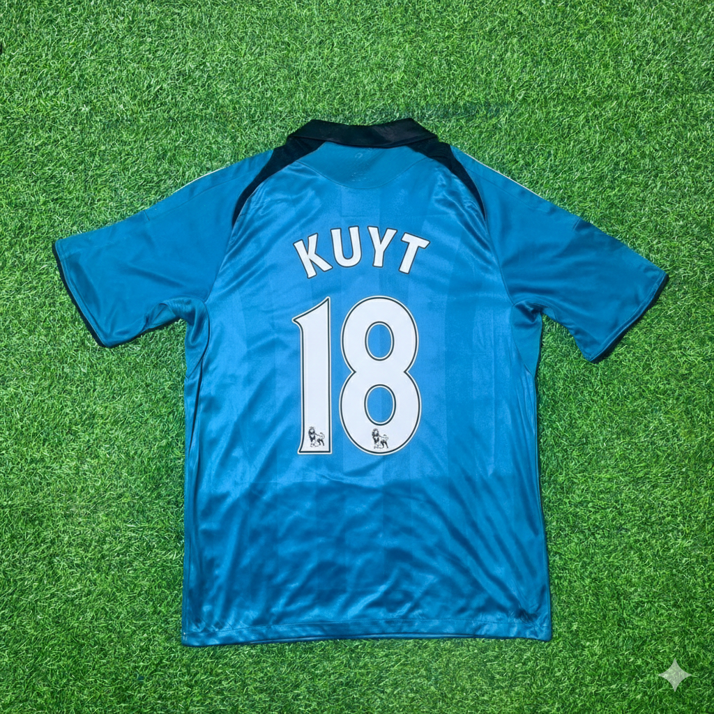 Liverpool 2008–2009 Green Retro Football Jersey – Dirk Kuyt – Back View
