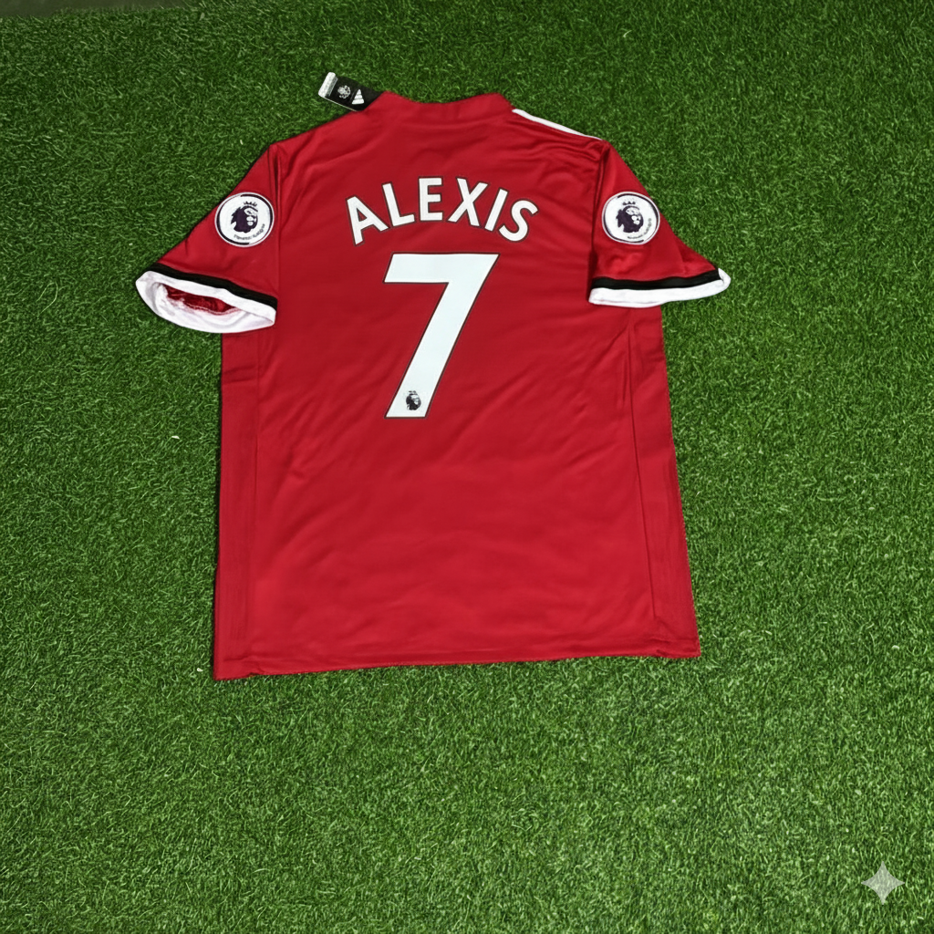Alexis Sanchez Manchester United 2017/18 Red Retro Football Jersey – Back View
