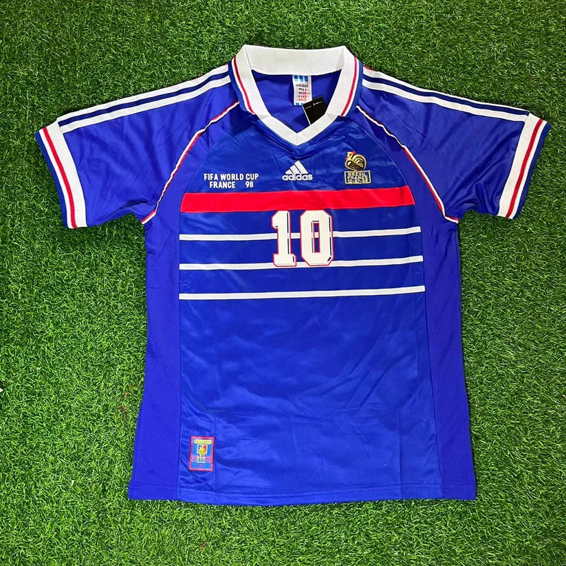1998 France World Cup Kylian Mbappe Retro Football Jersey – Front View