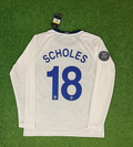 2009 Paul Scholes 18 Manchester United Champions Leage Final Rome Retro Long Sleeve Football Jersey – Back View