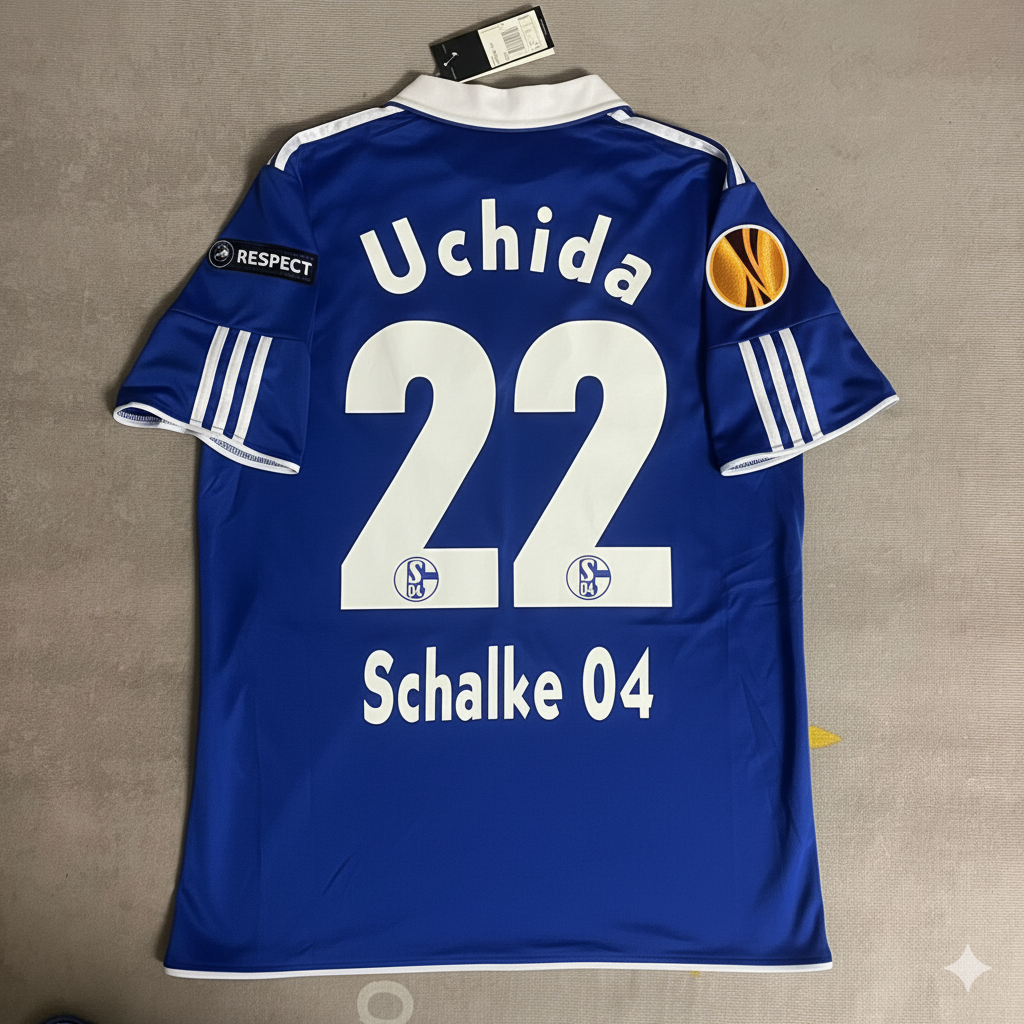 2011 Atsuto Uchida Schalke 04 2012 Retro Uefa Patch Football Jersey – Back View
