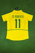 Ze Roberto Brazil 2002 World Cup Yellow Retro Football Jersey – Back View