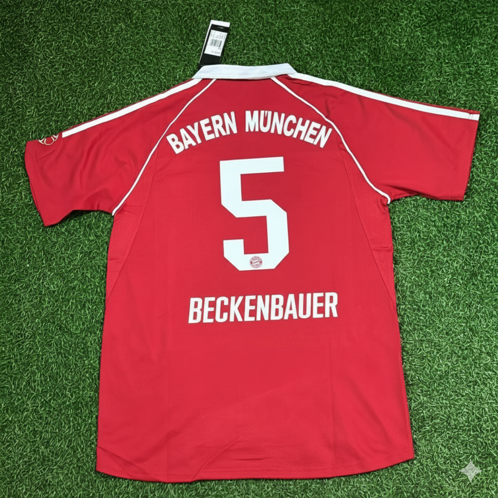 Franz Beckenbauer Bayern Munich Red Retro Football Jersey – Back View