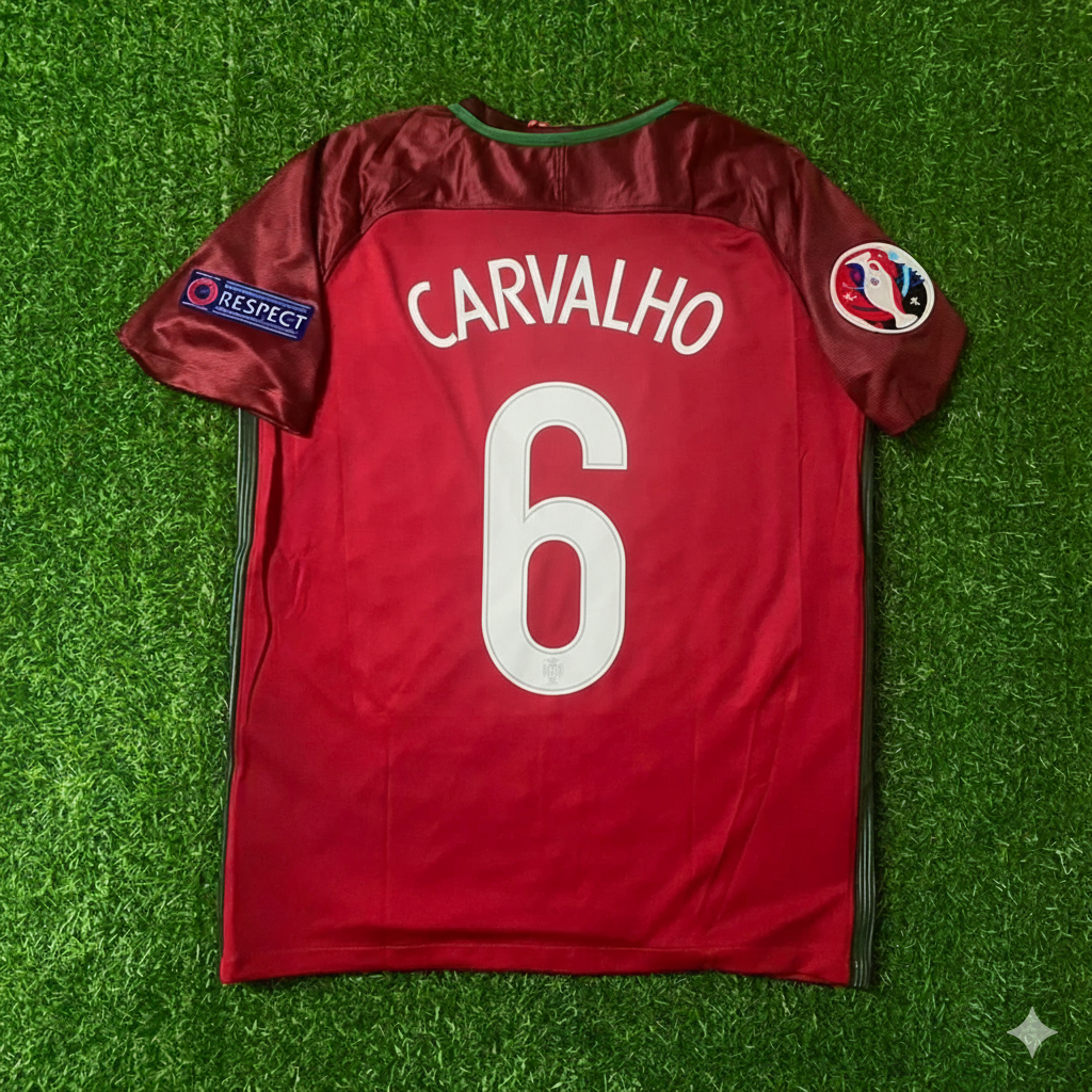 Ricardo Carvalho Portugal EURO 2016 Final Retro Jersey – Back View