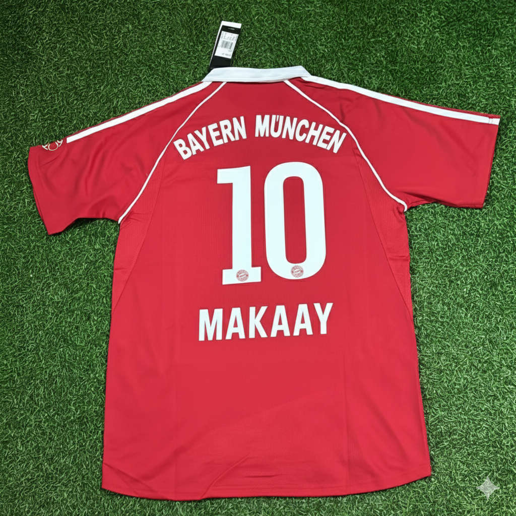 Roy Makaay Bayern Munich 2006/07 Red Retro Football Jersey – Back View