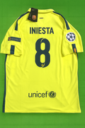 Andres Iniesta Barcelona 14/15 Retro Yellow Jersey – Back View