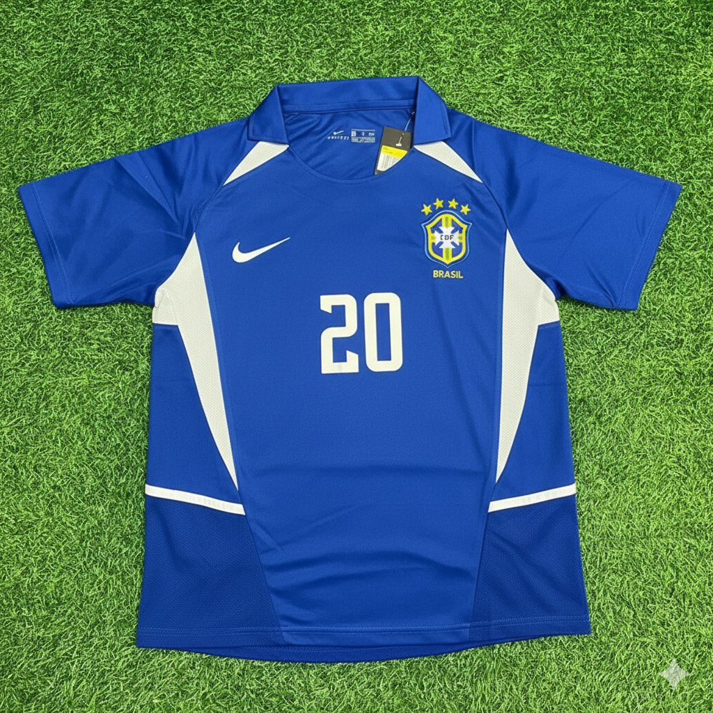 Alex de Souza Brazil 2002 World Cup Retro Football Jersey – Front View