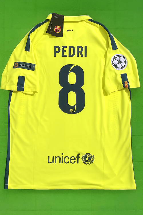 14/15 Pedri Retro Yellow Football Jersey – Back View