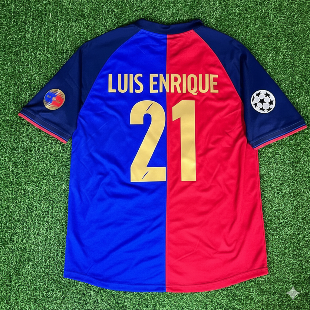 1998/99 Luis Enrique 21 Barcelona Retro Football Jersey – Back View