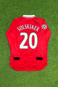 Ole Gunnar Solskjaer Manchester United 1999 Champions League Final Retro Football Jersey – Back View