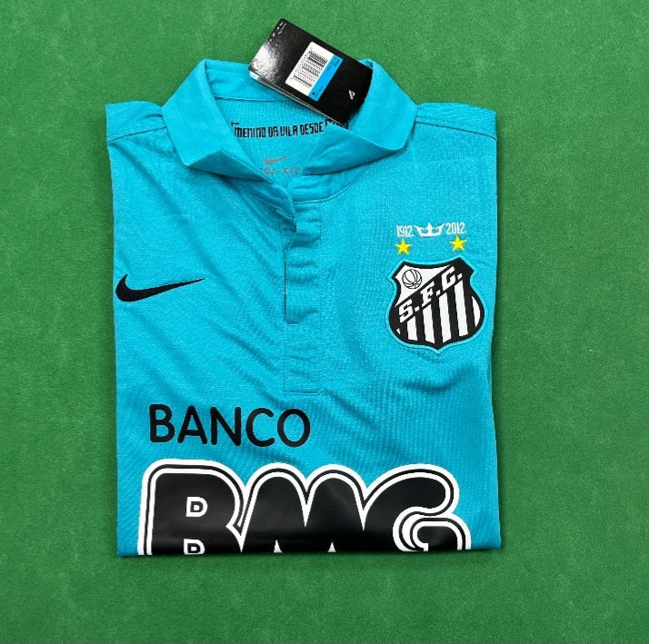 Neymar JR Santos FC 2011 2012 Retro Blue Green Turquoise Jersey – 4