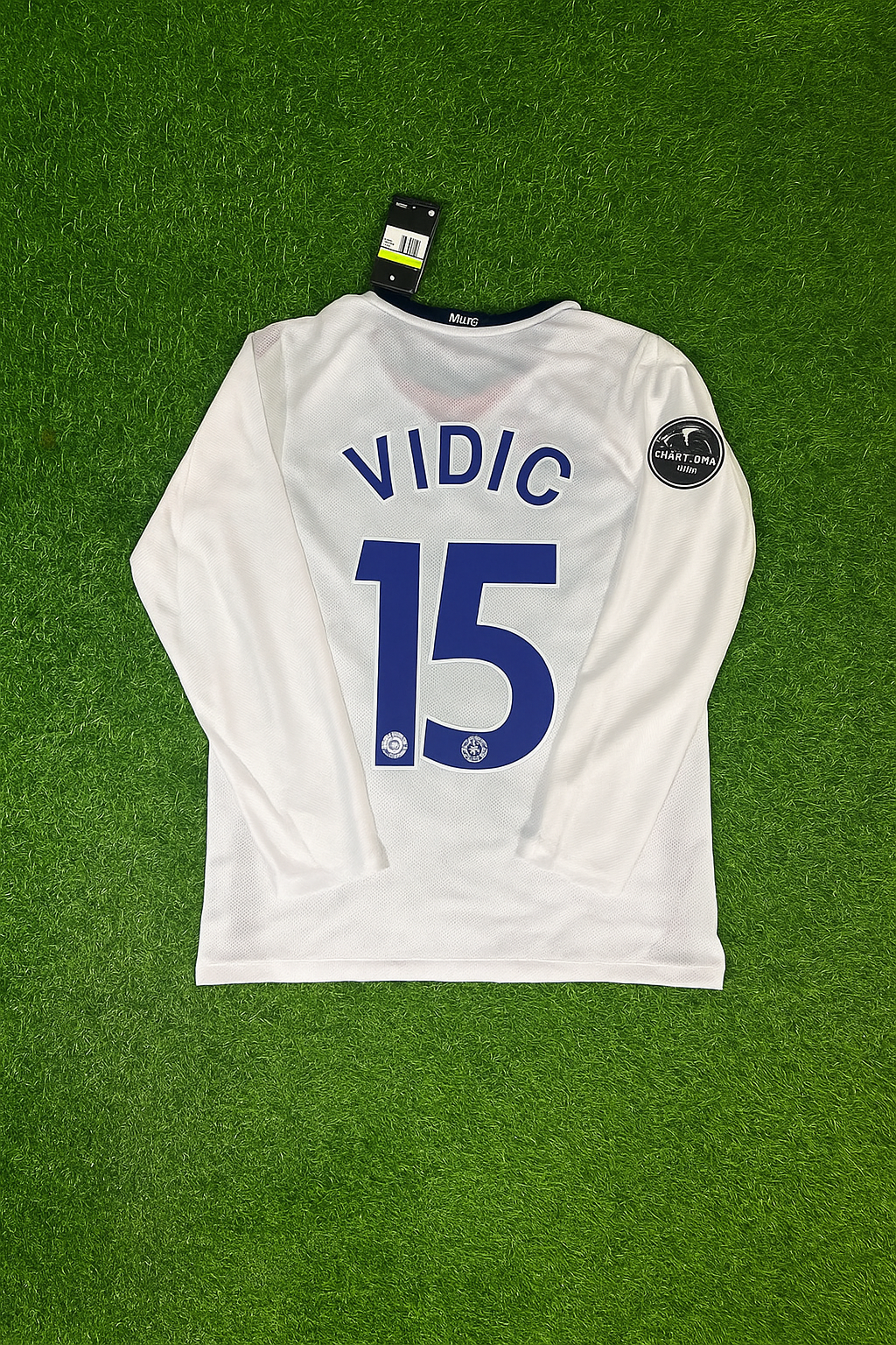 Nemanja Vidic 15 Manchester United 2009 Champions Leage Final Rome Retro Long Sleeve Jersey – Back View