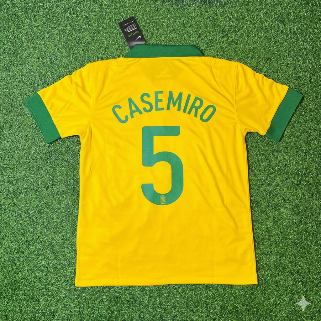 Casemiro Brazil Retro Football Jersey – Back View