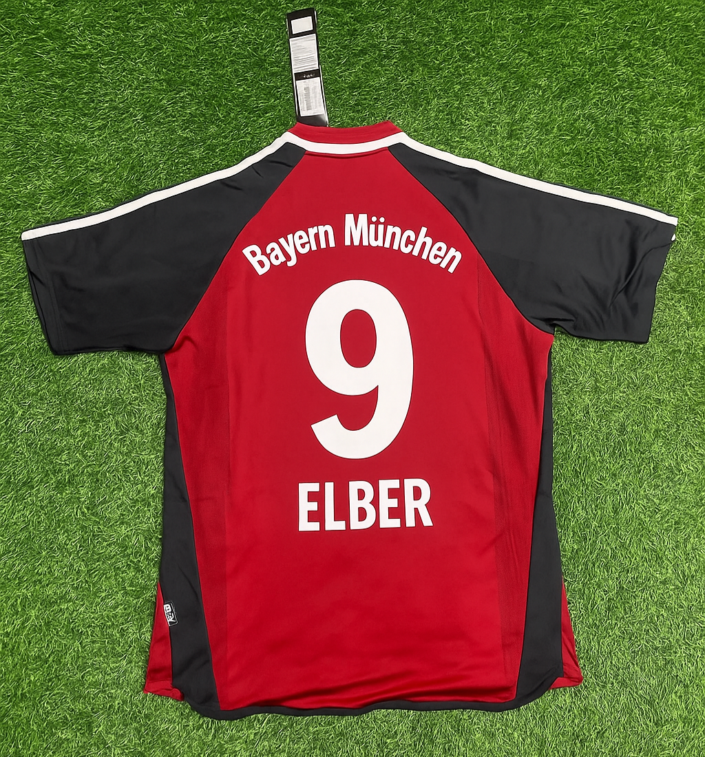 2001/02 Giovane Elber Bayern Munich Red Retro Football Jersey – Back View