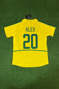 Alex de Souza Brazil 2002 World Cup Yellow Retro Football Jersey – Back View