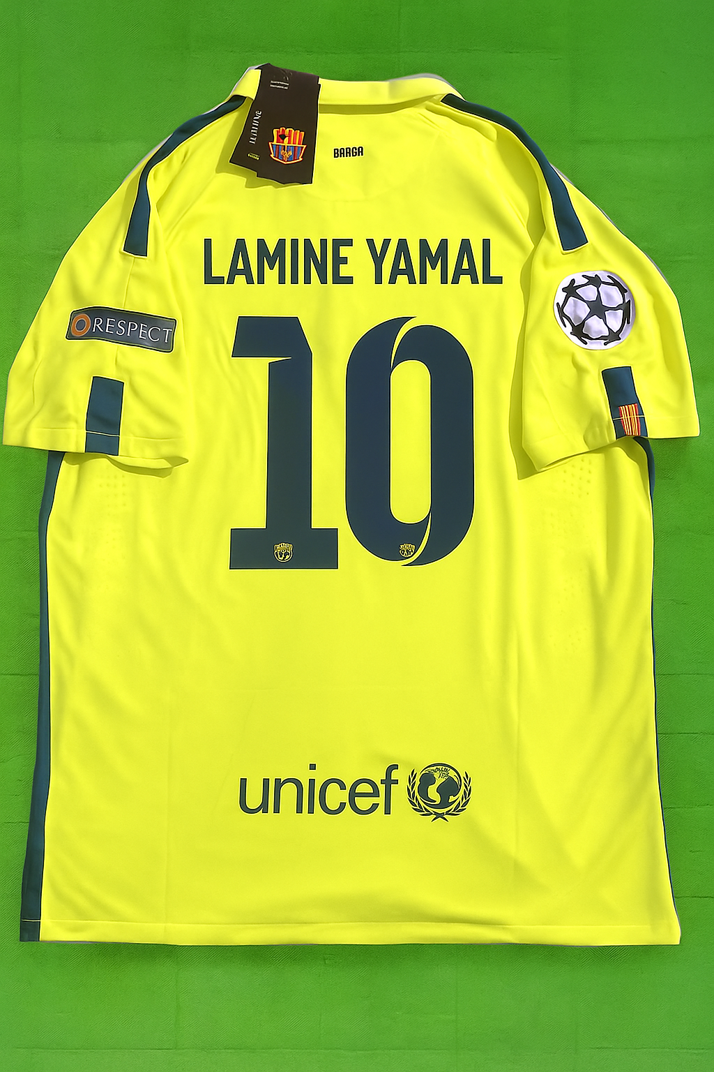 Lamine Yamal 14/15 Retro Yellow Football Jersey – Back View