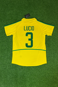 Lucio Brazil 2002 World Cup Yellow Retro Football Jersey – Back View
