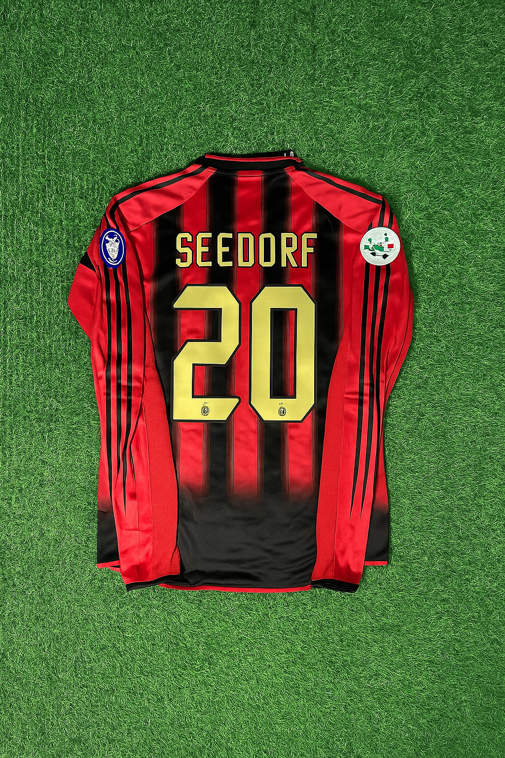 2003/04 Clarence Seedorf 20 Milan Red & Black Home Retro Football Jersey – Back View
