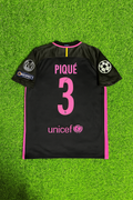 Gerard Pique 2014/15 Retro Black Pink Jersey – Back View