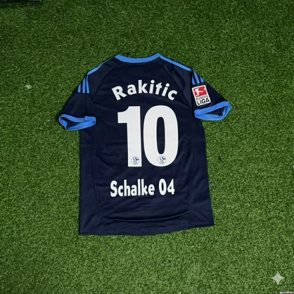 Ivan Rakitic Schalke 04 Retro Away Heimtrikot 10-11 Rot Fußball – Back View