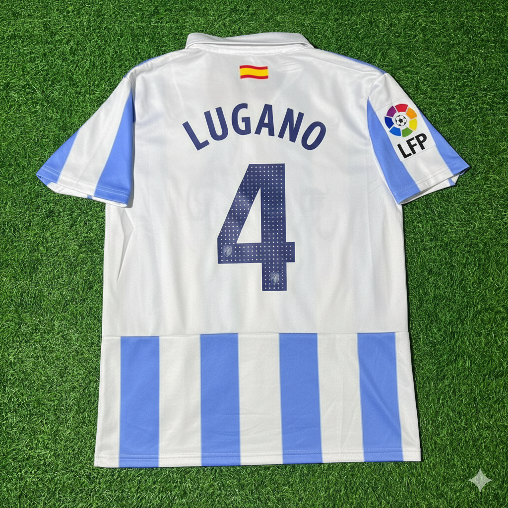 2012/13 Málaga CF Retro Home Football Jersey – Diego Lugano – Back View