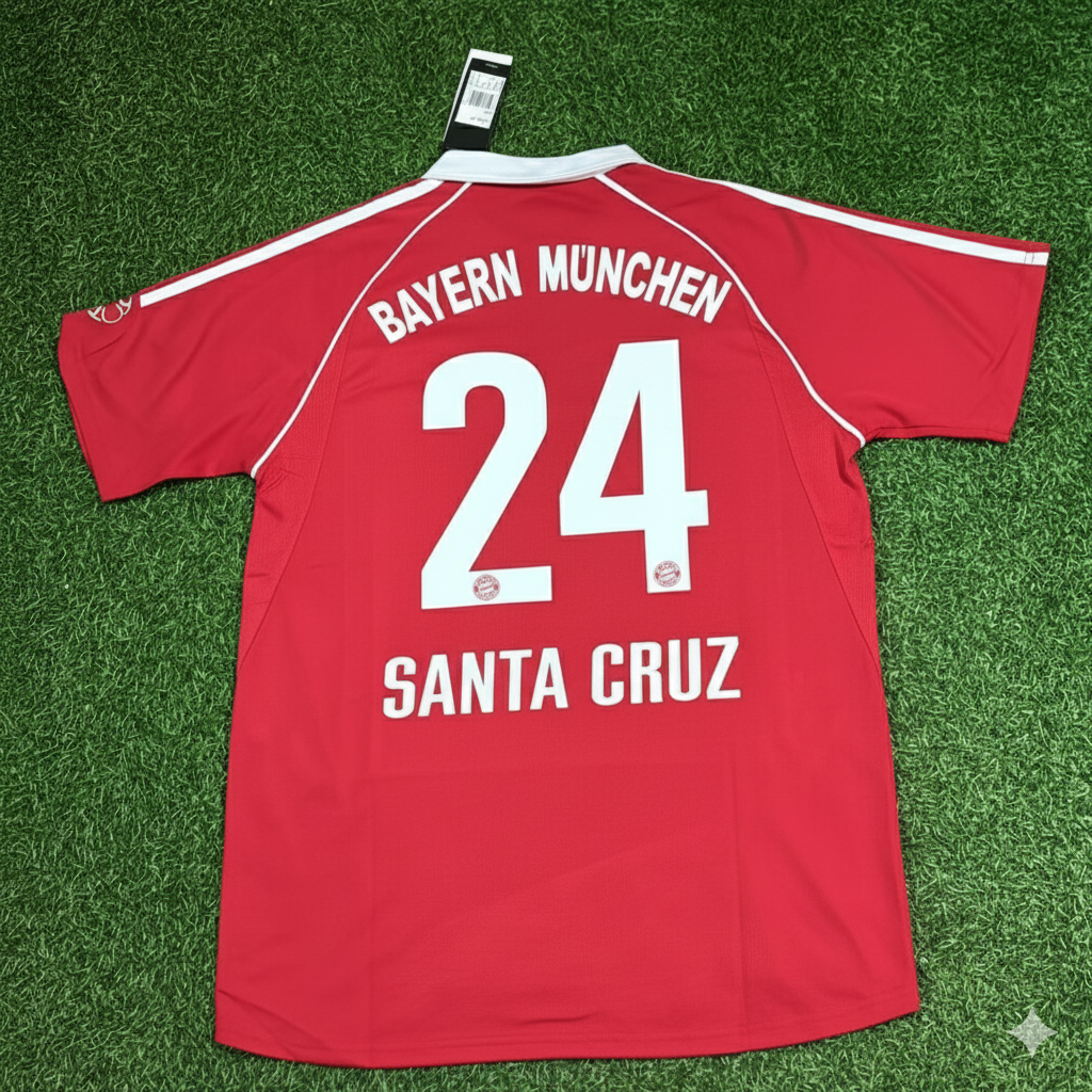 Roque Santa Cruz Bayern Munich 2006/07 Red Retro Football Jersey – Back View