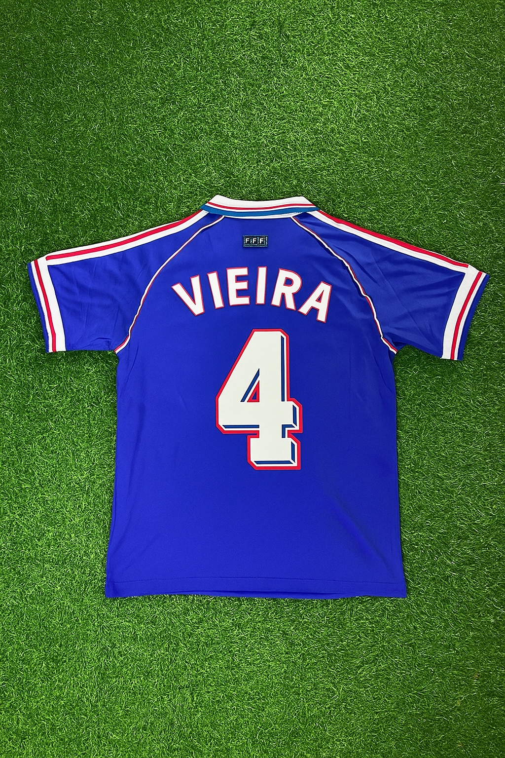 Patrick Vieira France 1998 World Cup Retro Football Jersey – Back View