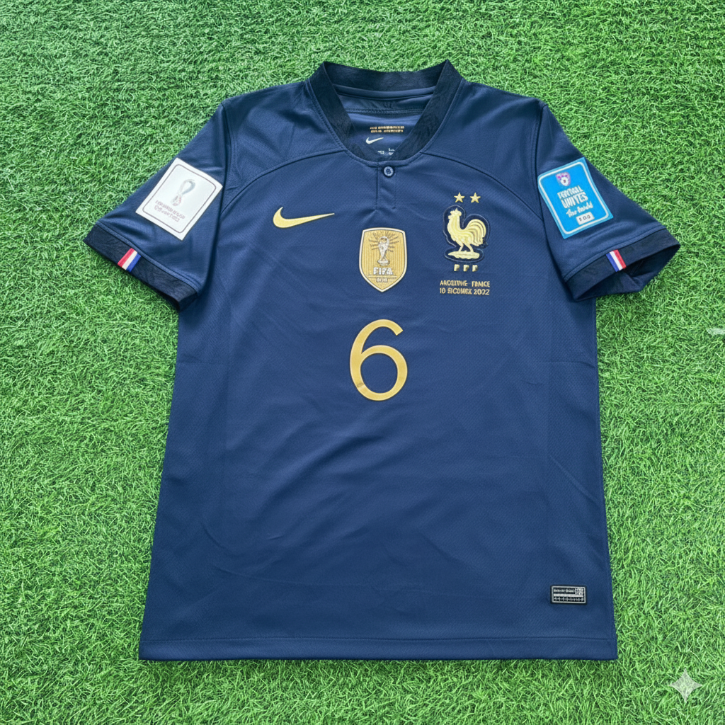2022 France World Cup Eduardo Camavinga Final Retro Football Jersey – Front View