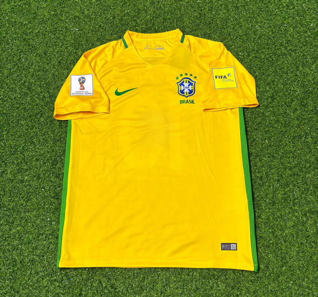2018 Brazil World Cup Filipe Luis #6 Home Football Jersey – Front View