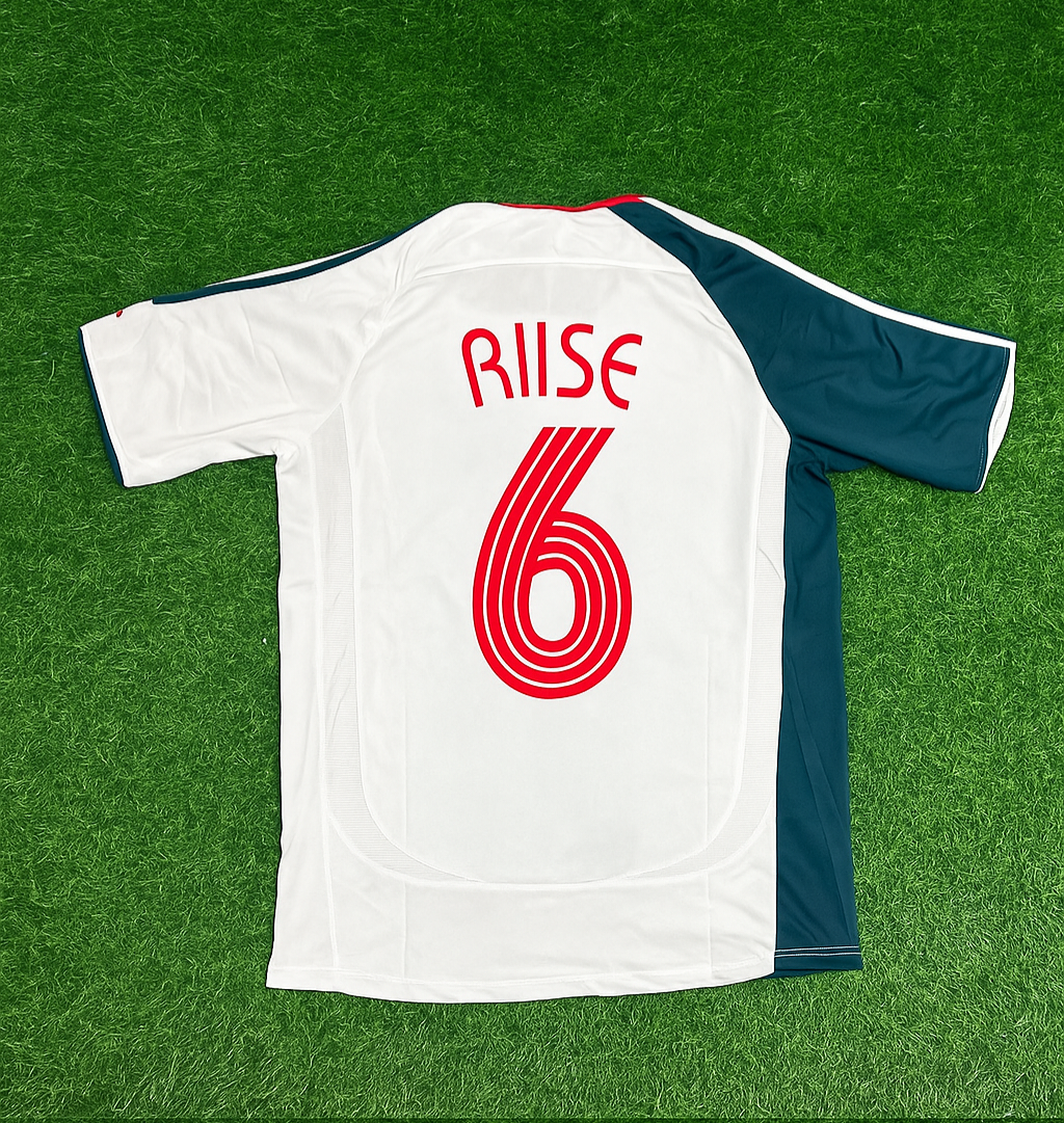 2006 John Arne Riise Liverpool 2007 White Retro Football Jersey – Back View