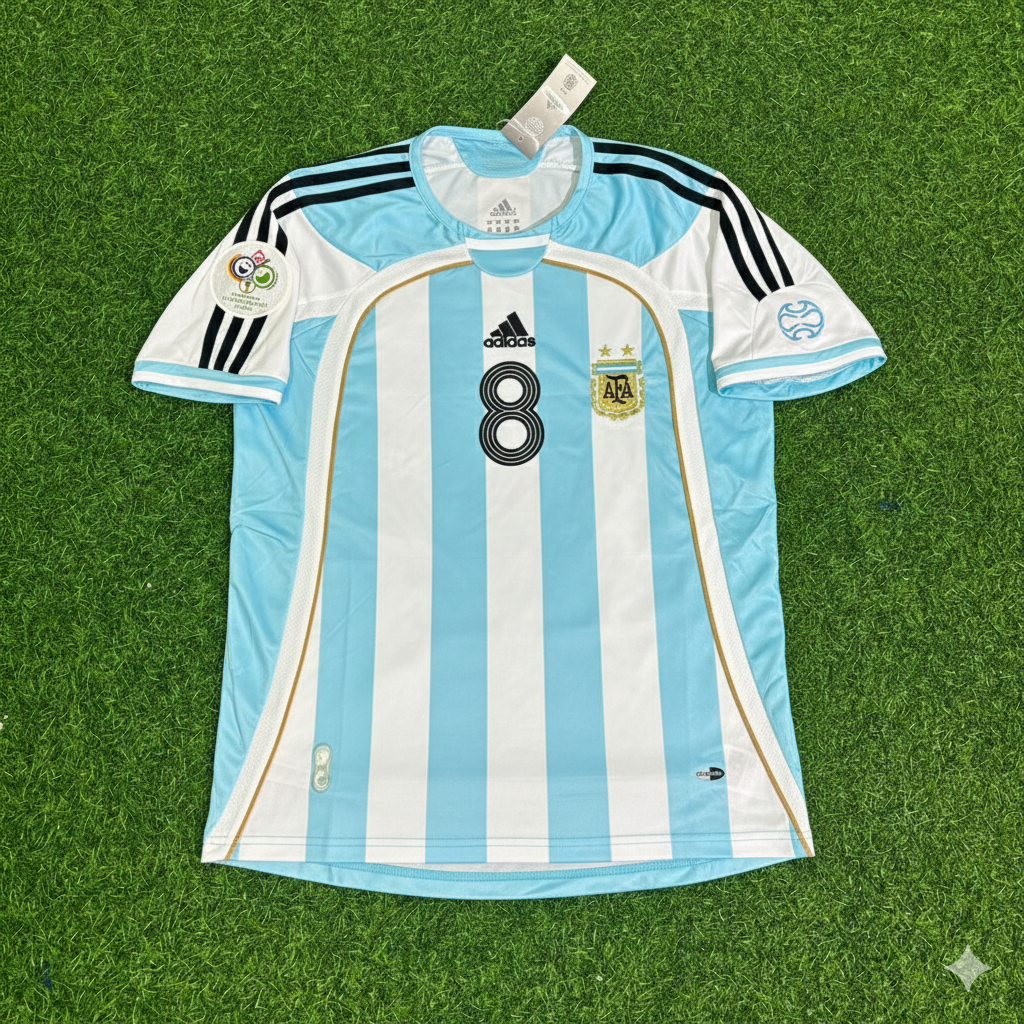 Argentina 2006 World Cup Retro Soccer Jersey – Javier Mascherano – Front View