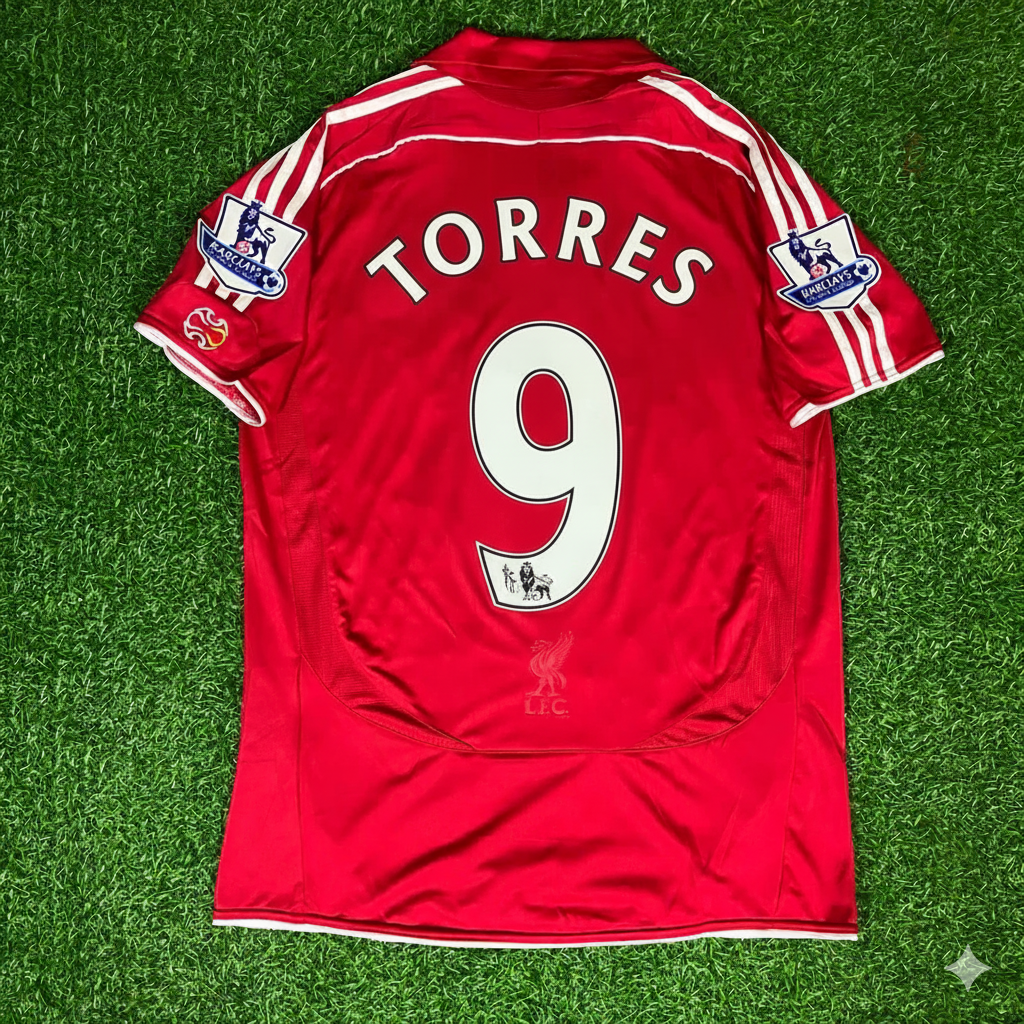 2007/08 Fernando Torres Liverpool Premier League Football Jersey – Back View