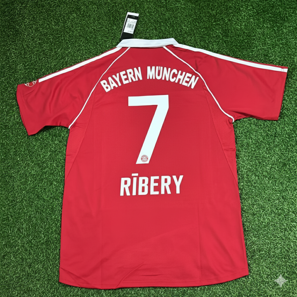 Franck Ribery Bayern Munich 2006/07 Red Retro Football Jersey – Back View