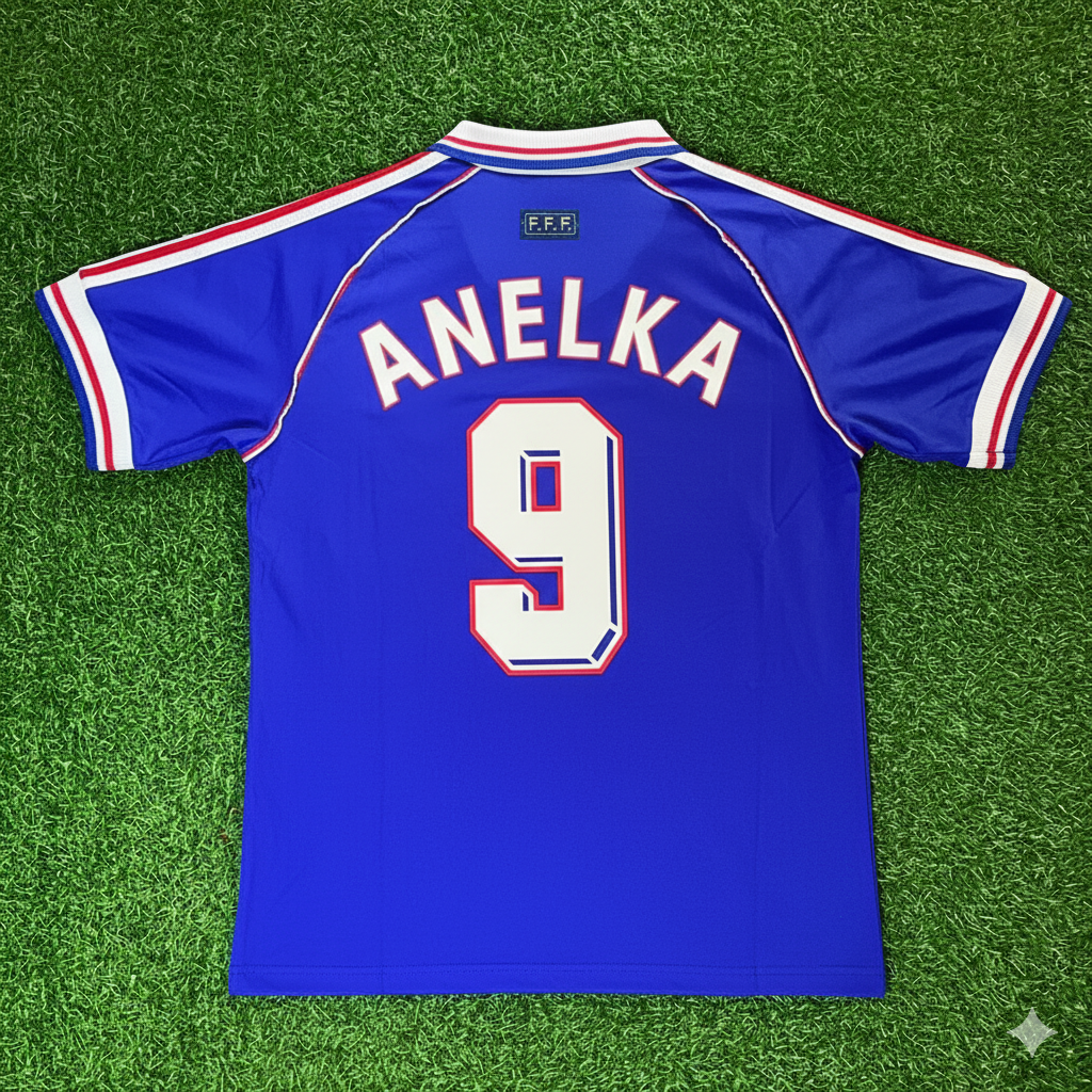 1998 France World Cup Nicolas Anelka Retro Football Jersey – Back View